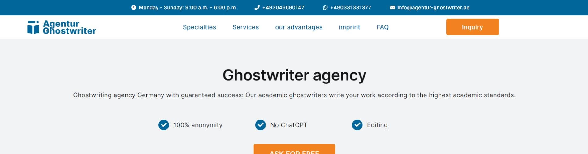 Agentur Ghostwriter cover