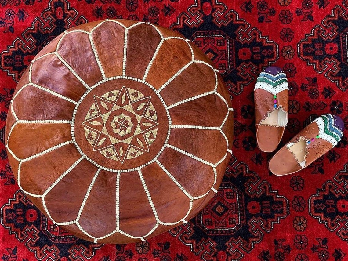 moroccan leather pouf square cover