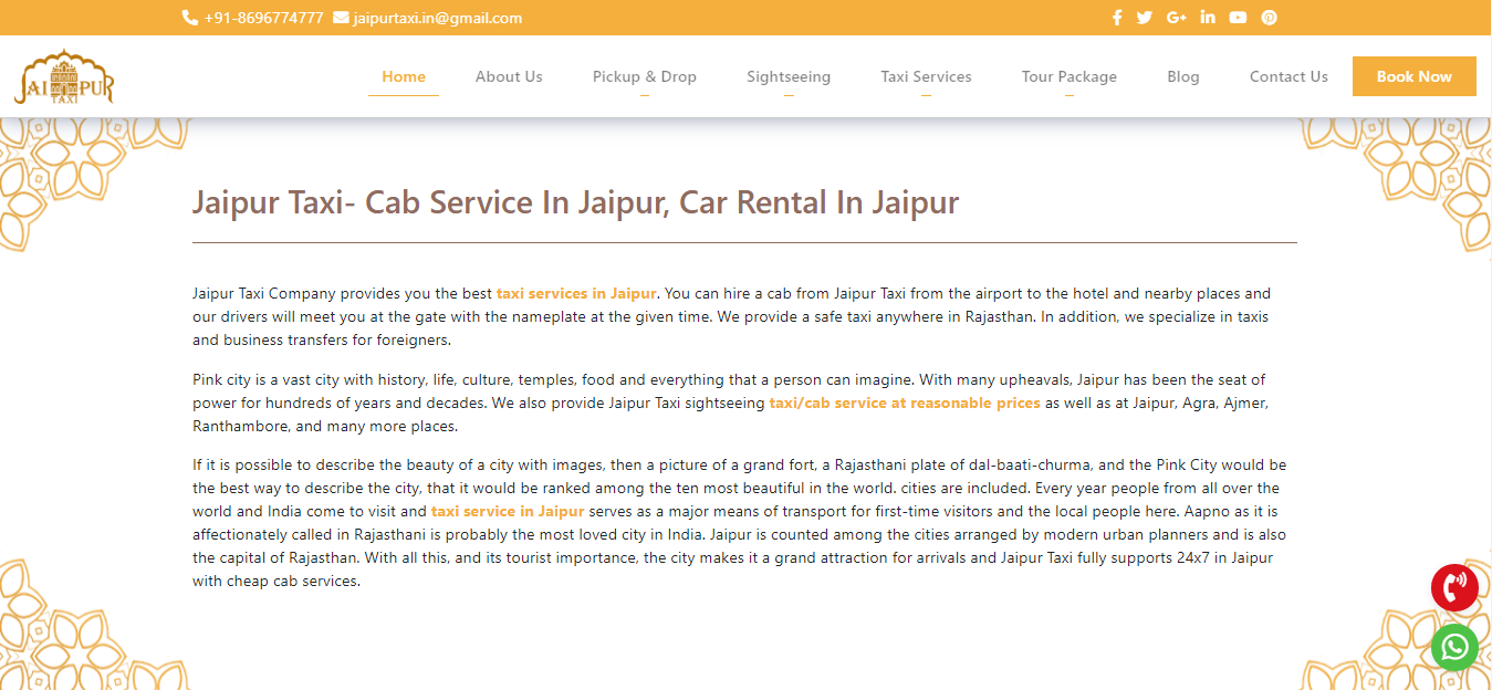 Jaipur Taxi - Cab Service in Jaipur cover