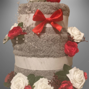 Gray/Red Towel Cake