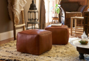 Moroccan leather pouf ottomans wholesale
